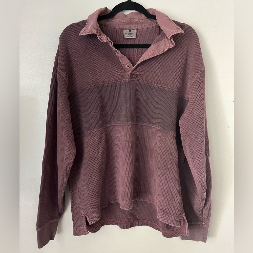 Burgandy Woolrich half button down sweater